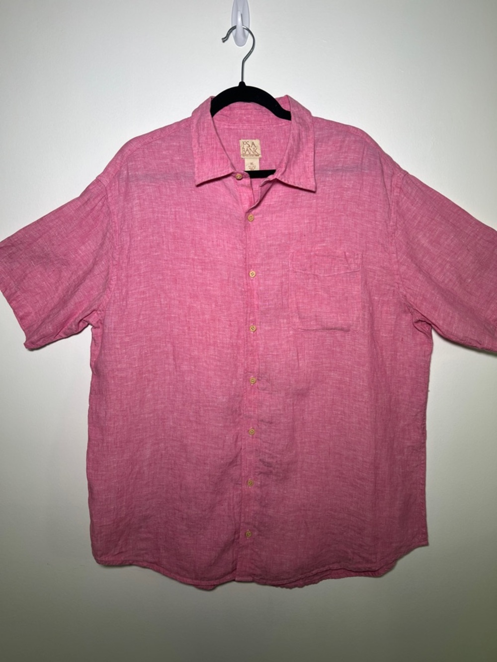 Jos. A. Bank Pink Short-Sleeve 100% Linen Button-Down Shirt